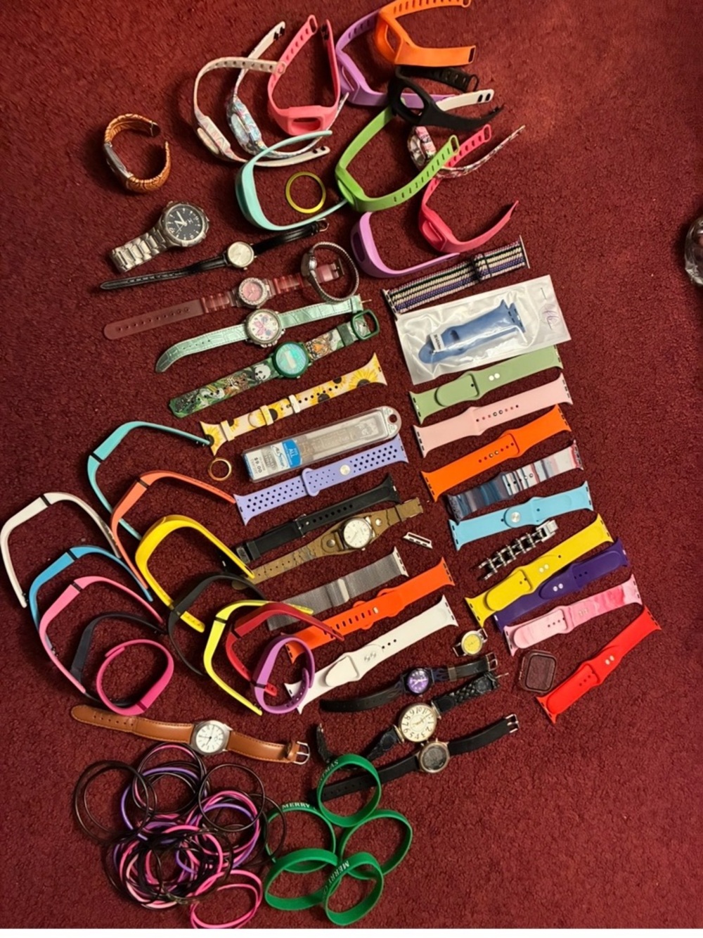 Big assorted lot of watch bands, and watches and bracelets